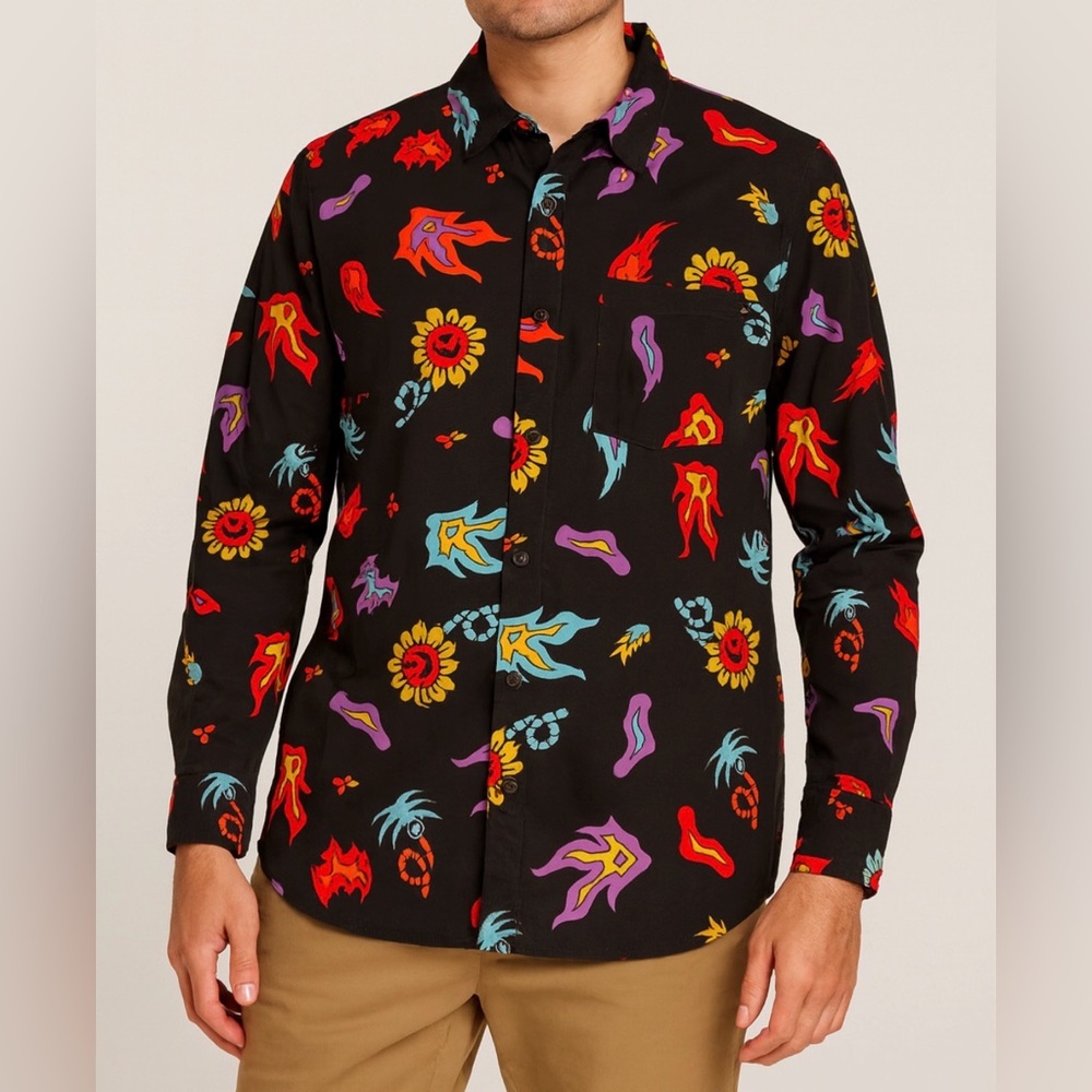 Neff Black Shirt with Colorful Graphic Patterns-unisex - Picture 2 of 6